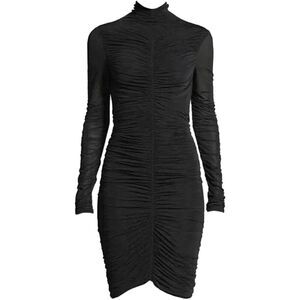 DVF Diane Von Furstenberg Ruched Stretchy Mesh Black Dress Size XS